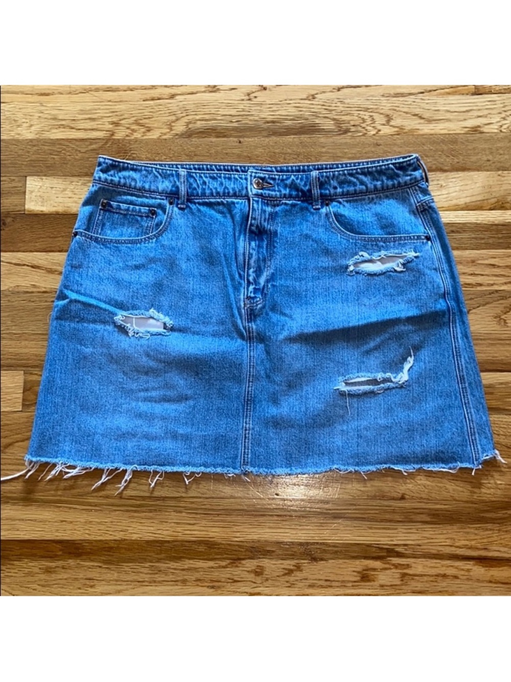 Plus - Old Navy - Ripped Jean Midi Skirt 16